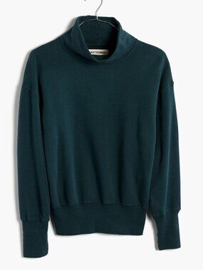 Madewell Rivet & Thread LA Turtleneck Sweatshirt: Garment-Dyed - Steel Green